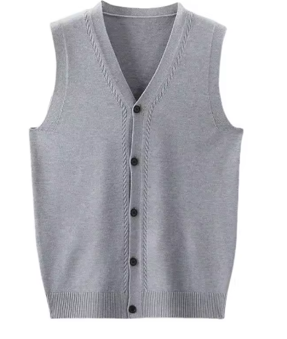 2024 Men The New Season Tank Top Young and Middle-aged Leisure Warm Pure Color Jacquard Knitting Sleeveless Top Cardigan Vest