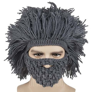 Faux Hair Knitted Beard Face Hat