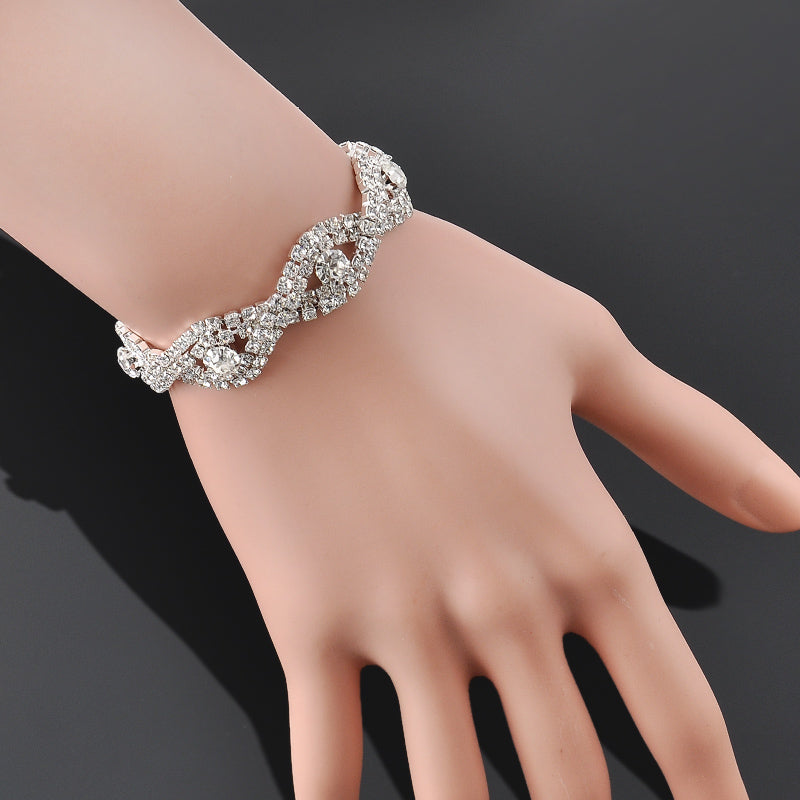 Elegant Deluxe Silver Rhinestone Crystal Bracelet