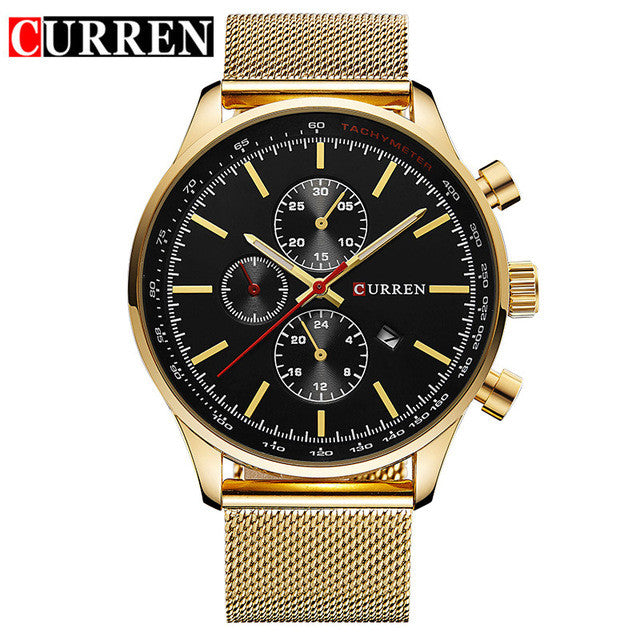CURREN New Gold Quartz Watches Men Fashion