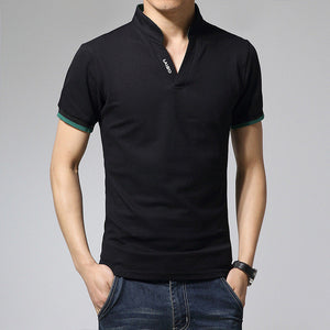 Fashion Mens T Shirts  V-Neck Slim Fit Short Sleeve