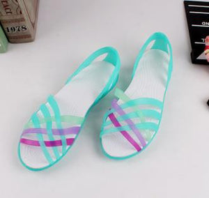 New Candy Color Women Shoes Rainbow Croc Jelly Shoes