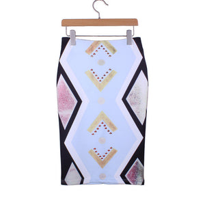 Western Vintage print middle faldas ladies pencil skirts