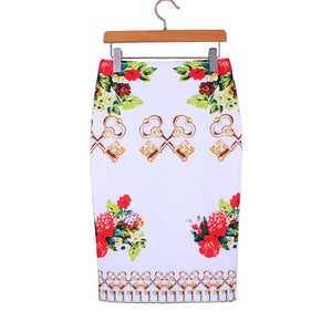 Western Vintage print middle faldas ladies pencil skirts