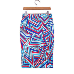 Vintage geometric print ladies pencil skirts 2017novelty fashion