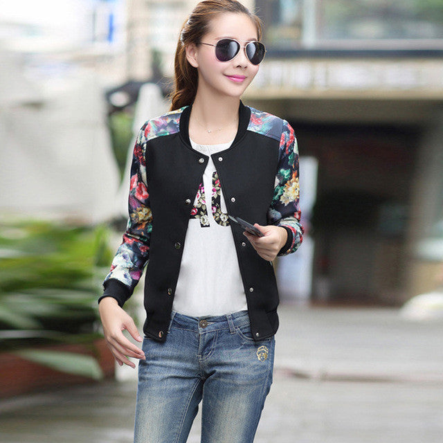 Jacket Flower Print baseball Sweatshirt