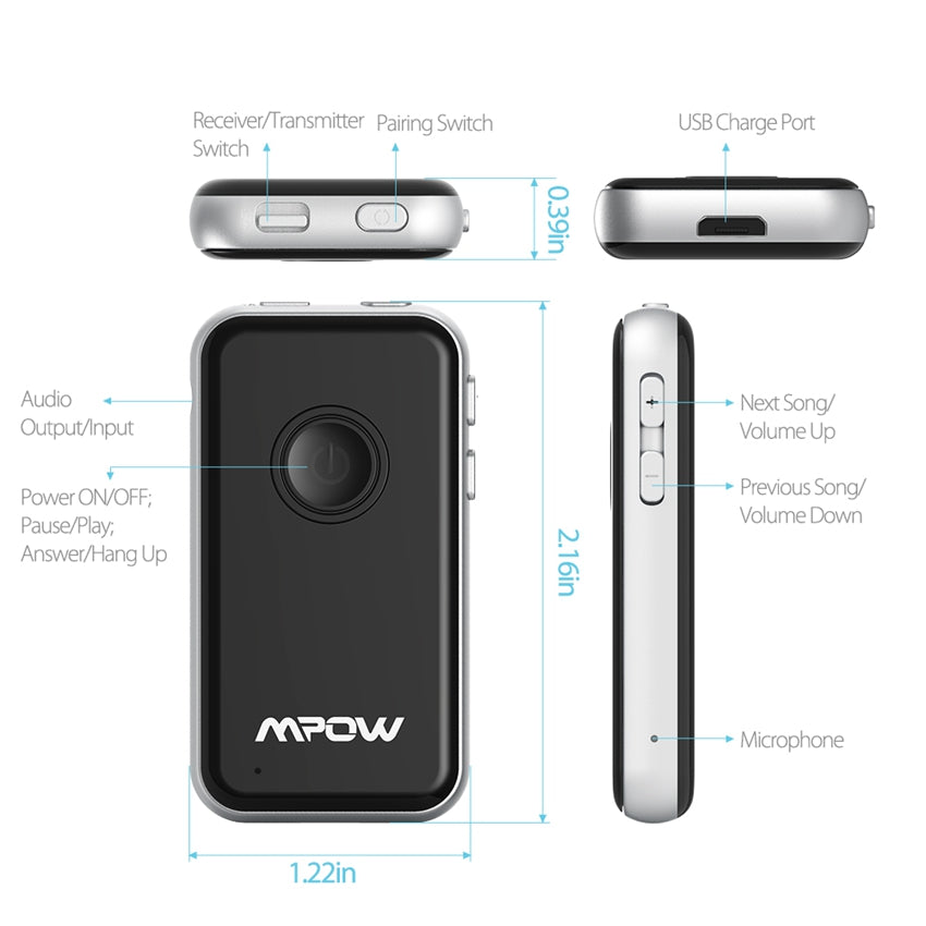 Mpow Original Bluetooth 4.1 Transmitter/Receiver