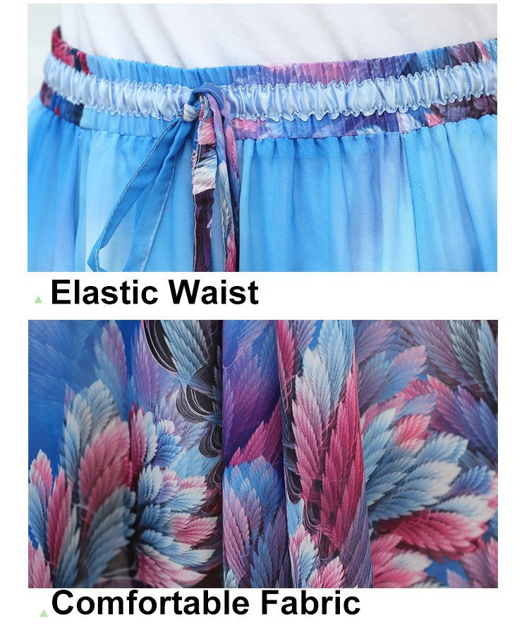 Full Skirt Real Peacock Feather Elastic Waist Expansion Bottom