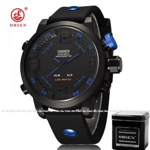 OHSEN Men's Sports Watch with gift box Military Brand Waterproof led Digital Quartz