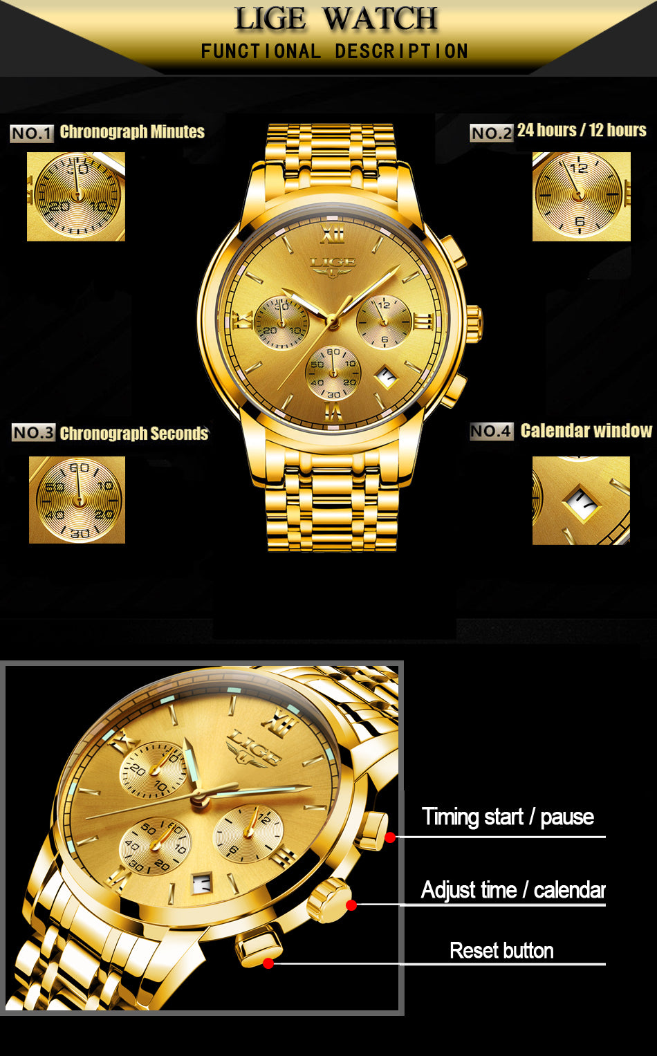 LIGE New Chic Mens Watches