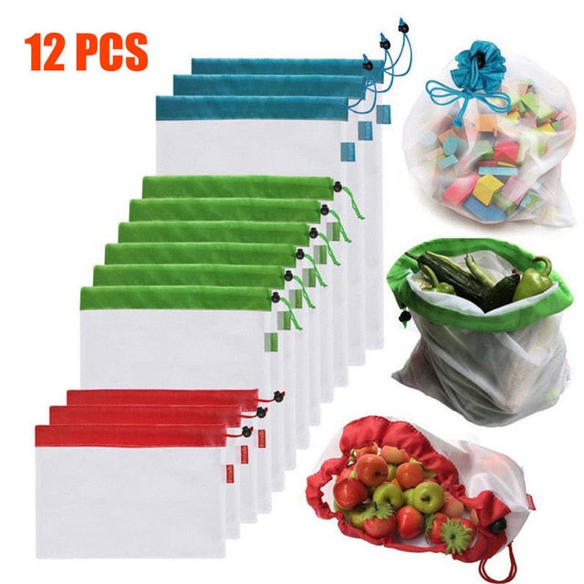 12/15 pcs Reusable Produce Bags